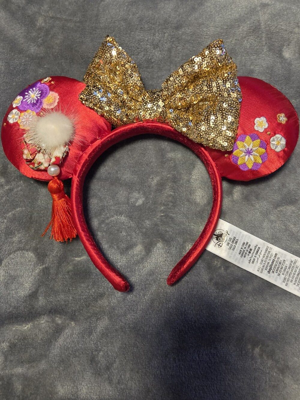 Disney Lunar New Year Red Satin Minnie Ears Headband